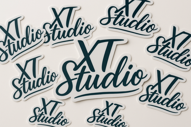 Die cut stickers with XT Studio logo