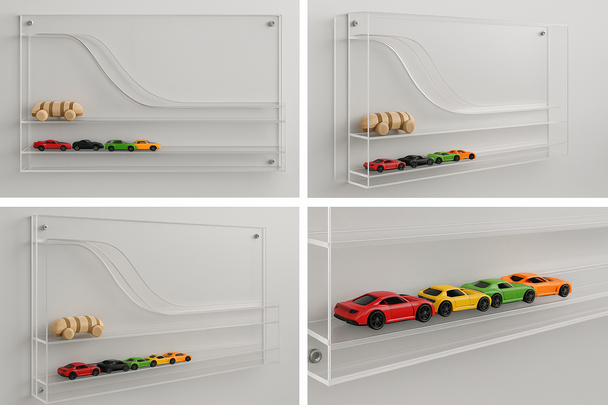 Acrylic Wall-Mounted Car Ramp & Storage