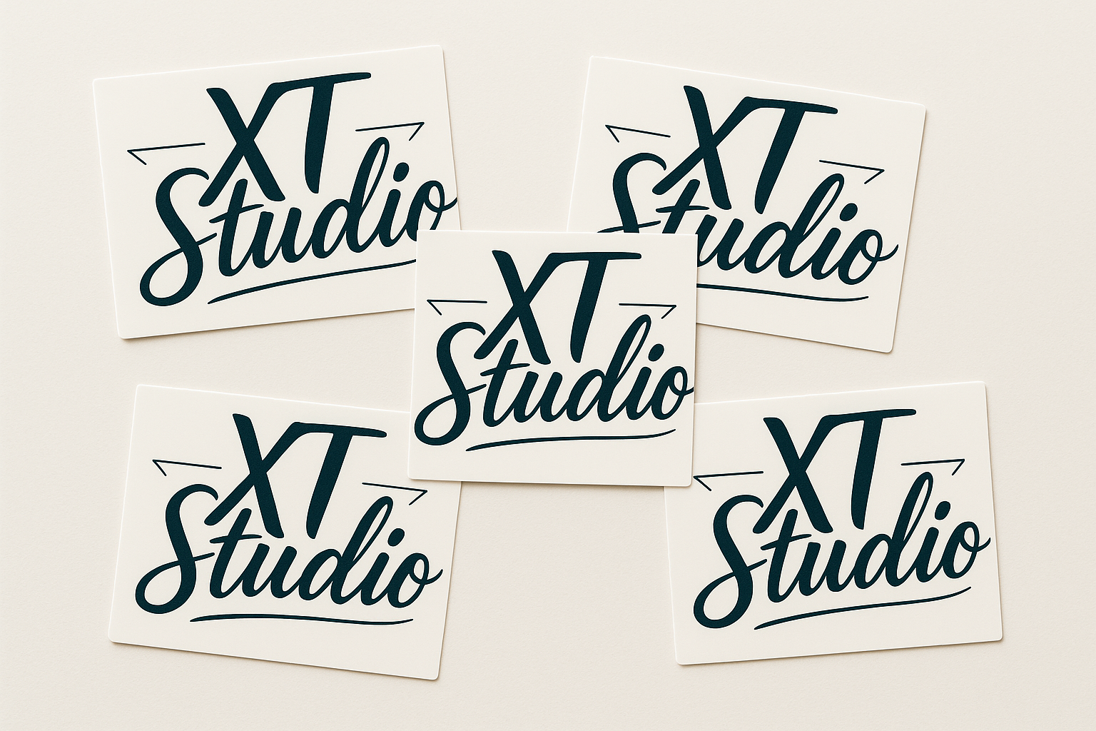 Rectangular stickers with XT Studio logo