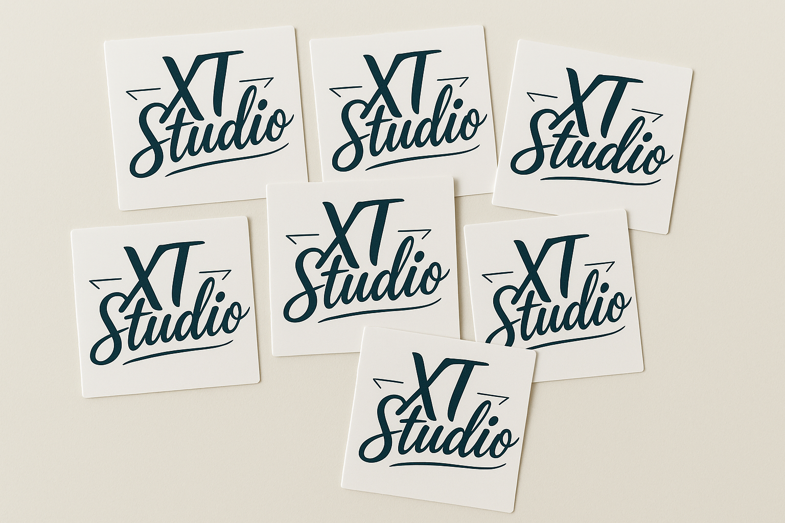 Square stickers with XT Studio logo